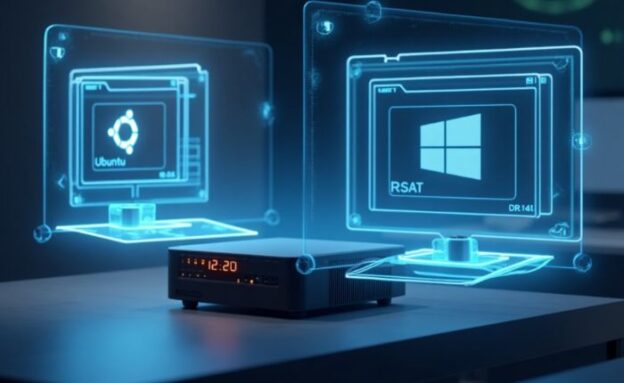Mini PC como servidor de arquivos Linux e Windows Server 2025 DataCenter!